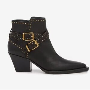 Dolce Vita Black Booties with Gold Buckles